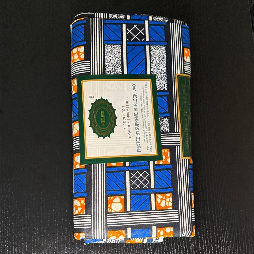 6yds Supreme Blue and Orange Patterned African Fabric